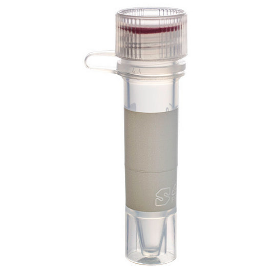 MicrewTube® with Washer Seal Screw Cap and Attachment Loop, 1.5 ml Self Standing, Assembled, sterile, white marking area and graduations, Qty/Pk: 50, Qty/Cs: 500