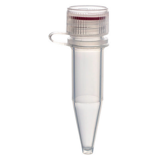 MicrewTube® with Washer Seal Screw Cap and Attachment Loop, 1.5 ml Conical Bottom, Not assembled, non graduated, Qty/Cs 1000