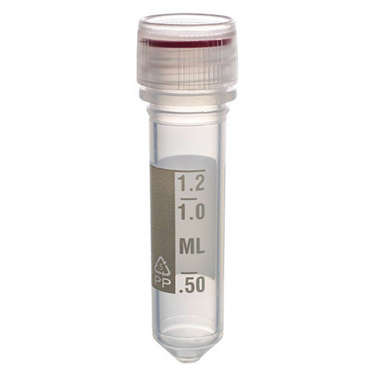MicrewTube® with Washer Seal Screw Cap, 2.0 ml Conical Bottom, Assembled, sterile, white marking area and graduations, Qty/Pk: 50, Qty/Cs: 500