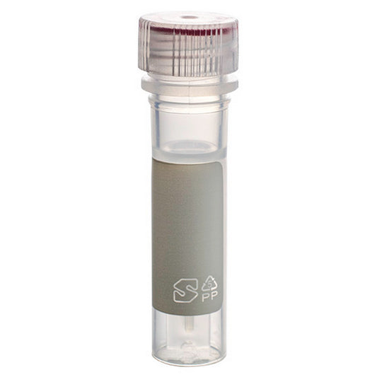 MicrewTube® with Washer Seal Screw and Flat Top Cap, 0.5 ml Self Standing, Assembled, sterile, white marking area and graduations, Qty/Pk: 50, Qty/Cs: 500