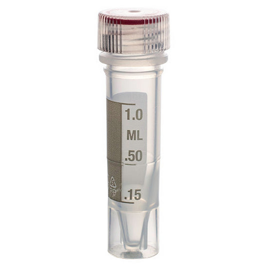 MicrewTube® with Washer Seal Screw and Flat Top Cap, 1.5 ml Self Standing, Assembled, sterile, white marking area and graduations, Qty/Pk: 50, Qty/Cs: 500