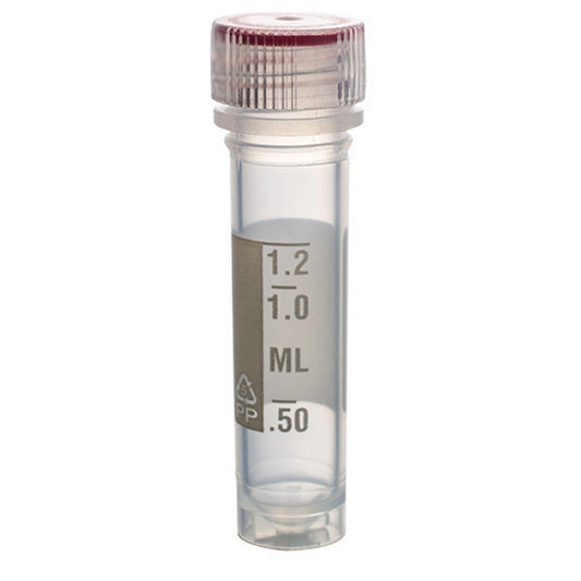 MicrewTube® with Washer Seal Screw and Flat Top Cap, 2 ml self-standing, sterile, tamper-evident, white marking area and graduations, Qty/Pk: 50, Qty/Cs: 500