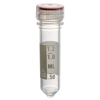 MicrewTube® with Washer Seal Screw and Flat Top Cap, 2 ml conical bottom, sterile, tamper-evident, white marking area and graduations, Qty/Pk: 50, Qty/Cs: 500