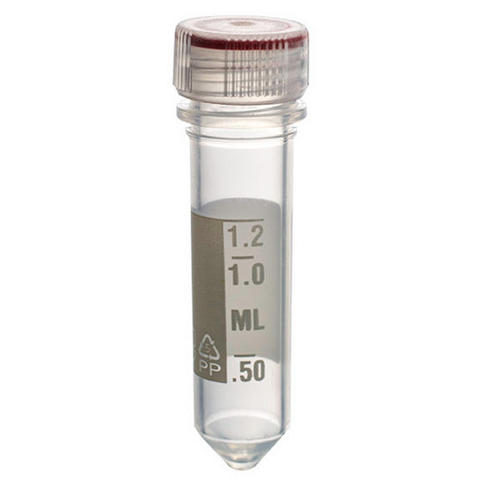 MicrewTube® with Washer Seal Screw and Flat Top Cap, 2 ml conical bottom, sterile, tamper-evident, white marking area and graduations, Qty/Pk: 50, Qty/Cs: 500