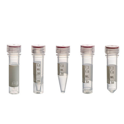 MicrewTube® with Washer Seal Screw and Flat Top Cap,1.5 ml conical bottom, Assembled, sterile, white marking area and graduations, Qty/Pk: 50, Qty/Cs: 500