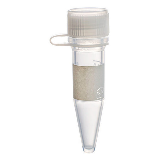 MicrewTube® with Lip Seal Screw Cap and Attachment Loop, 1.5 ml conical bottom, Assembled, sterile, white marking area and graduations, Qty/Pk: 50, Qty/Cs: 500