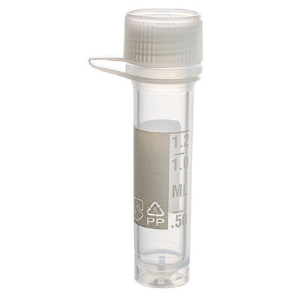 MicrewTube® with Lip Seal Screw Cap and Attachment Loop, 2 ml self-standing, Assembled, sterile, white marking area and graduations, Qty/Pk: 50, Qty/Cs: 500