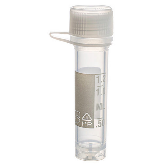MicrewTube® with Lip Seal Screw Cap and Attachment Loop, 2 ml self-standing, Assembled, sterile, white marking area and graduations, Qty/Pk: 50, Qty/Cs: 500