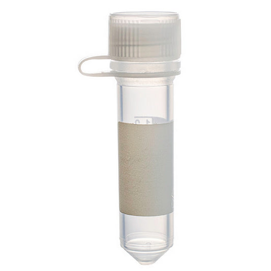 MicrewTube® with Lip Seal Screw Cap and Attachment Loop,  2 ml conical bottom, Assembled, sterile, white marking area and graduations, Qty/Pk: 50, Qty/Cs: 500
