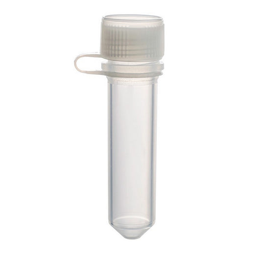 MicrewTube® with Lip Seal Screw Cap and Attachment Loop, 2 ml conical bottom, Not assembled, non graduated, Qty/Cs 1000