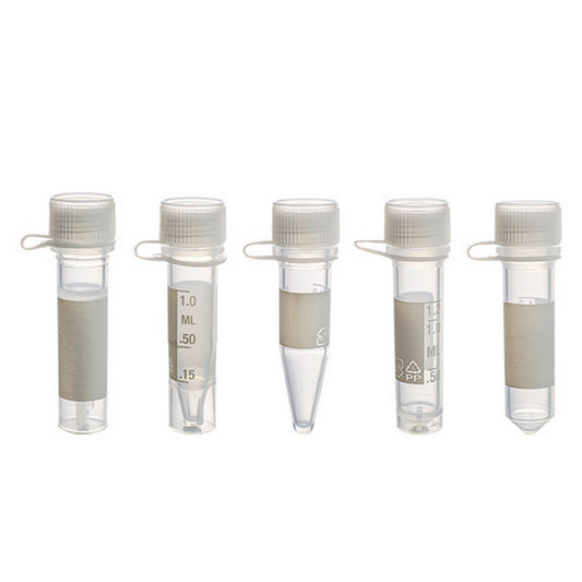 MicrewTube® with Lip Seal Screw Cap,  2 ml conical bottom, Assembled, sterile, white marking area and graduations, Qty/Pk: 50, Qty/Cs: 500