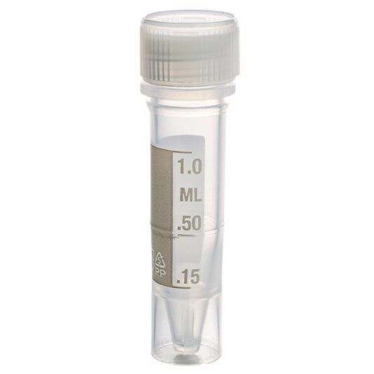 MicrewTube® with Lip Seal Screw Cap, 1.5 ml self-standing, Assembled, sterile, white marking area and graduations, Qty/Pk: 50, Qty/Cs: 500