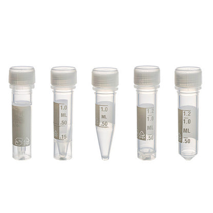 MicrewTube® with Lip Seal Screw Cap, 1.5 ml self-standing, Assembled, sterile, white marking area and graduations, Qty/Pk: 50, Qty/Cs: 500