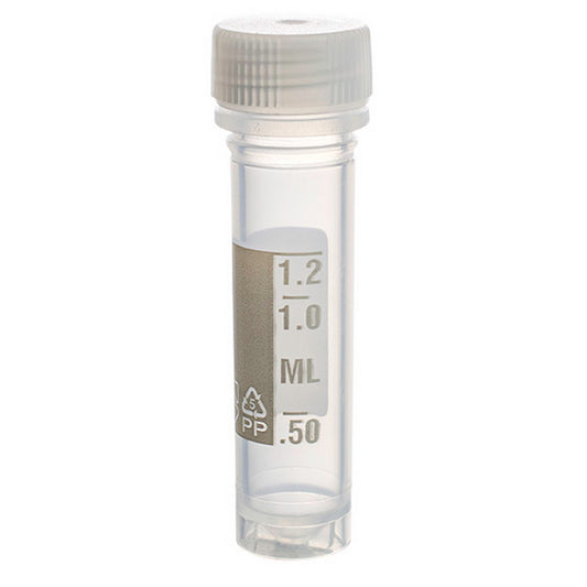 MicrewTube® with Lip Seal and Flat Top Screw Cap, 2 ml self-standing, Assembled, sterile, white marking area and graduations, Qty/Pk: 50, Qty/Cs: 500