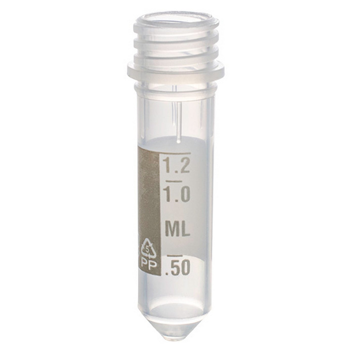MicrewTube® Plain with Molded Ridges, 2 ml conical bottom, Graduation with white marking area