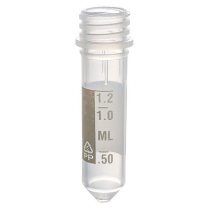 MicrewTube® Plain with Molded Ridges, 2 ml conical bottom, Graduation with white marking area