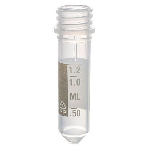 MicrewTube® Plain with Molded Ridges, 2 ml conical bottom, Graduation with white marking area