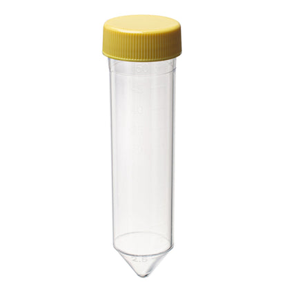 Centrifuge Tubes 50 ml, Made of Polypropylene, Non-sterile, Yellow Cap, Rack of 25