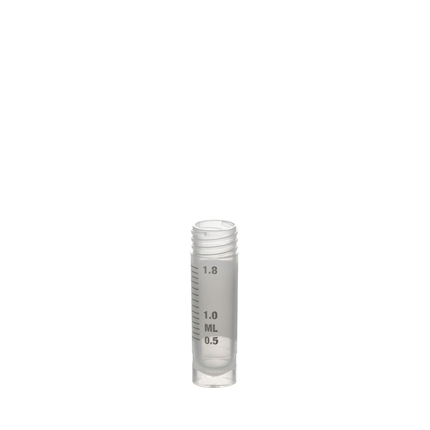 Sample Tubes with External Threads w/o caps, graduated and with white writing area, 2 ml self-standing