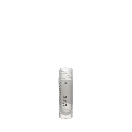 Sample Tubes with External Threads w/o caps, graduated and with white writing area, 2 ml self-standing