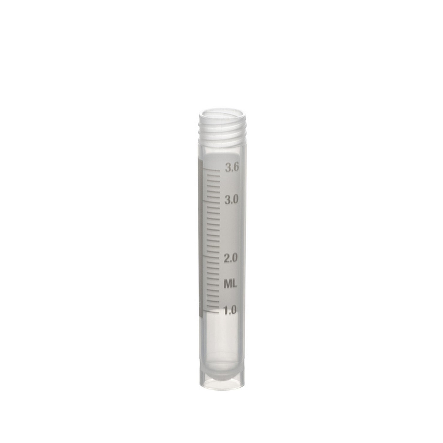Sample Tubes with External Threads w/o caps, graduated and with white writing area, 4 ml self-standing