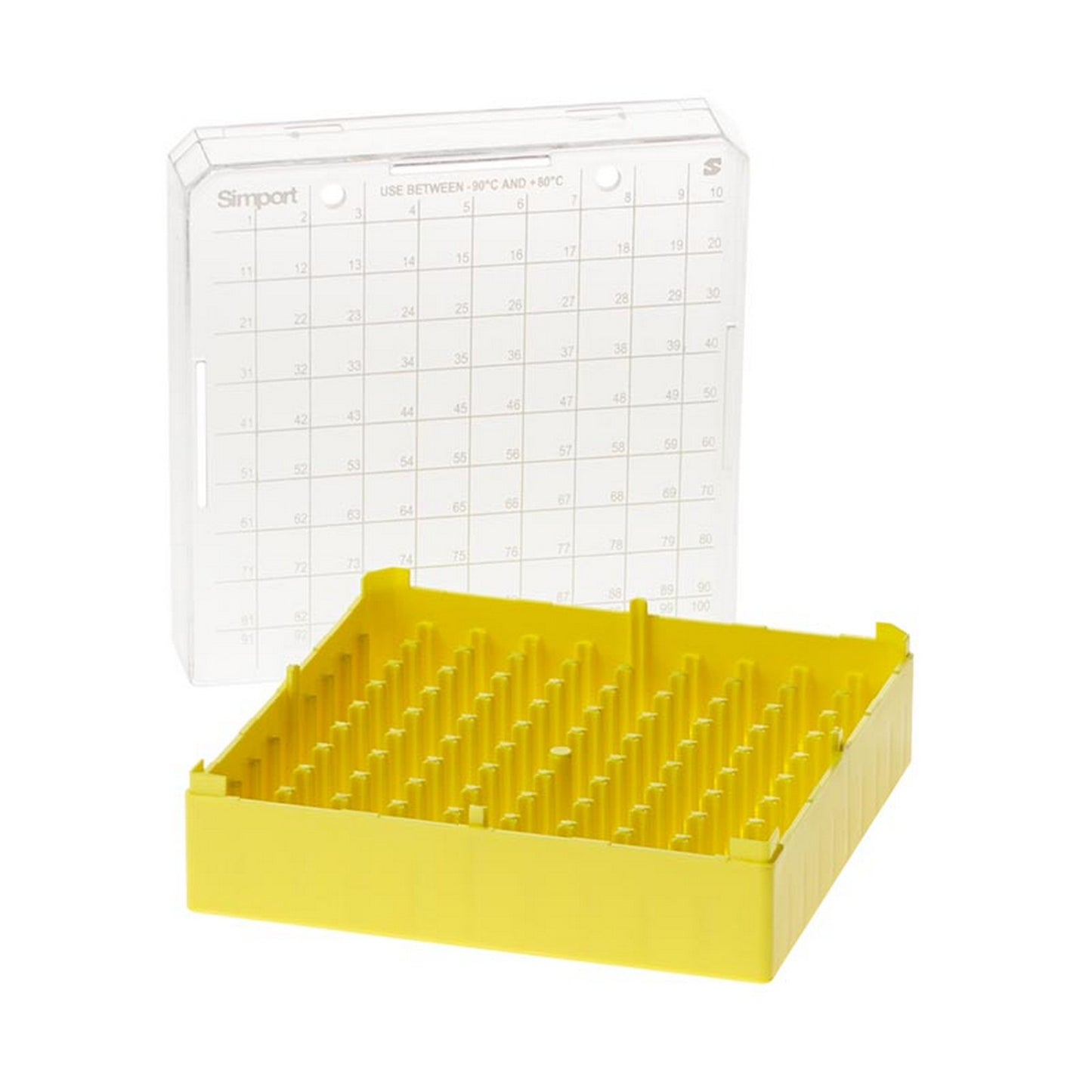 StoreBox™ Storage boxes for sample tubes, 100 place for 1 to 2  ml sample tubes, Yellow