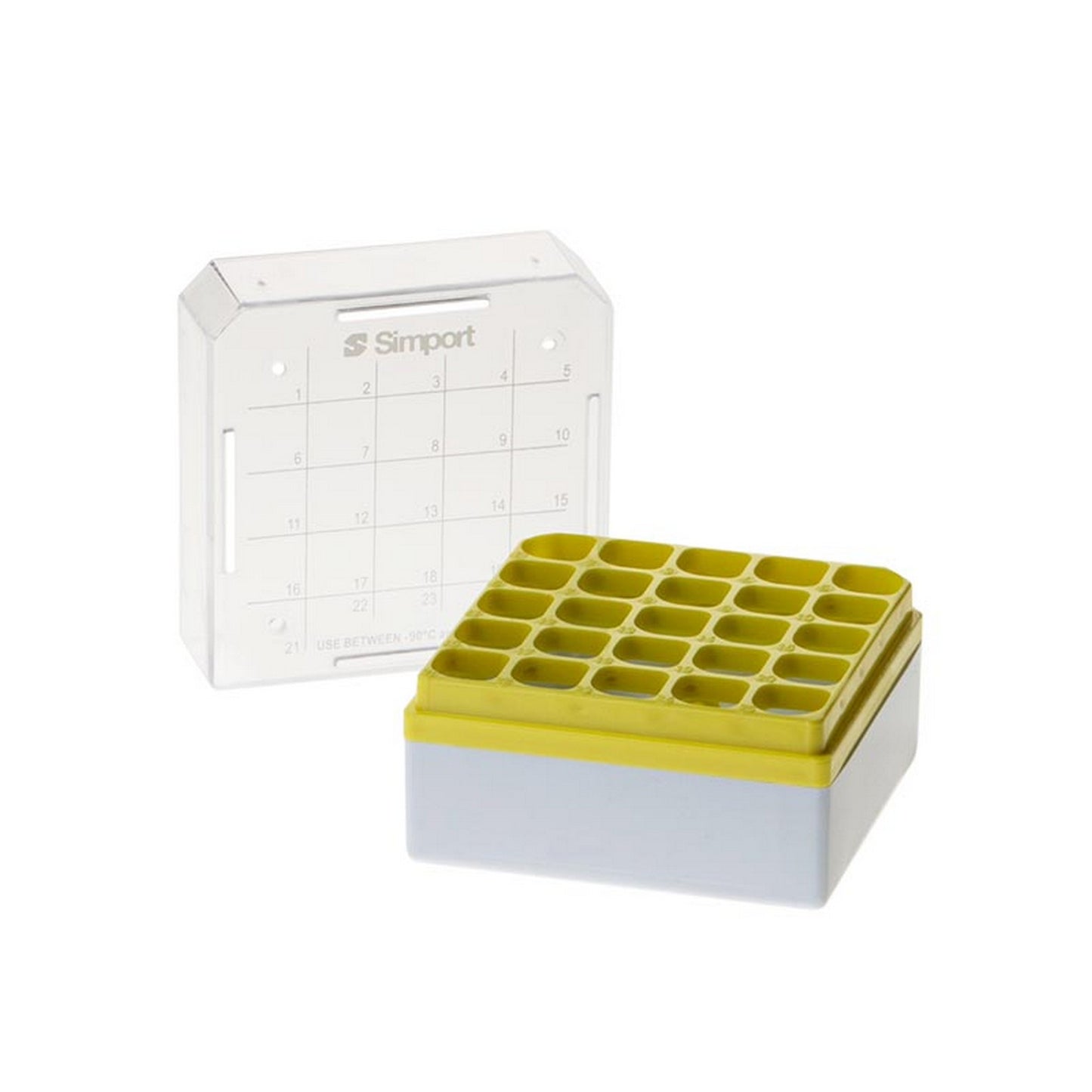 StoreBox™ Storage boxes for sample tubes, 25 place for 1 to 2 ml sample tubes, Yellow