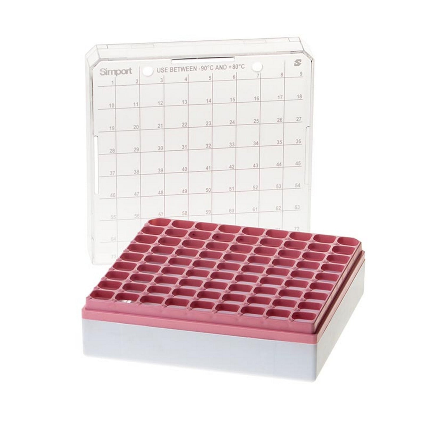 StoreBox™ Storage boxes for sample tubes, 81 place for 1 to 2 ml sample tubes, Pink