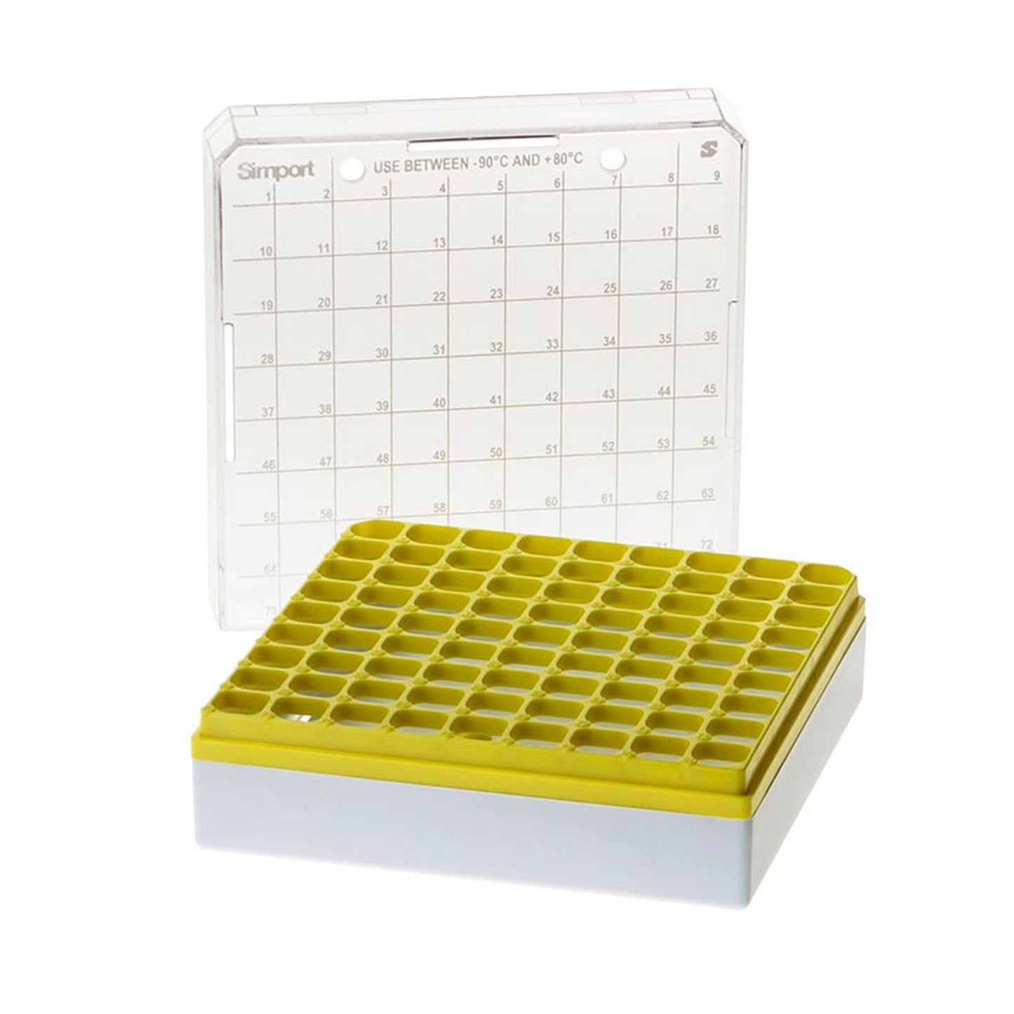 StoreBox™ Storage boxes for sample tubes, 81 place for 1 to 2 ml sample tubes, Yellow