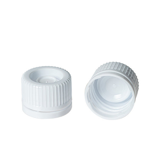 Tamper-Proof Cap with Lip Seal and Capinsert, White Polyethylene, for 30 mL Tubes, 500/pk