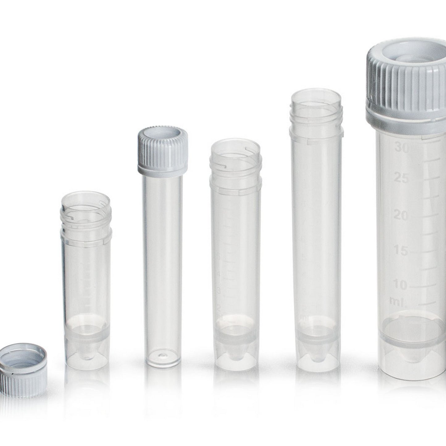 SELF-STANDING TRANSPORT TUBES, 12 ml tube, etched graduation