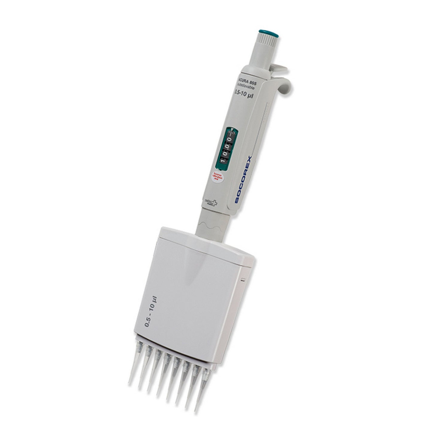 Acura® manual 855 Adj. 8-Channel Pipette 10 - 100 µL, Autoclavable