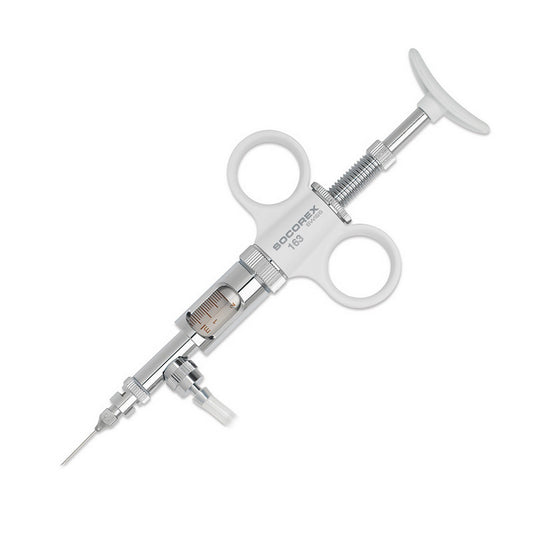 Dosys™ Classic163 Laboratory Self-Refilling Syringe, 0.025 - 0.3 mL, 2 Rings, Integrated Valve, Luer Lock, Autoclavable
