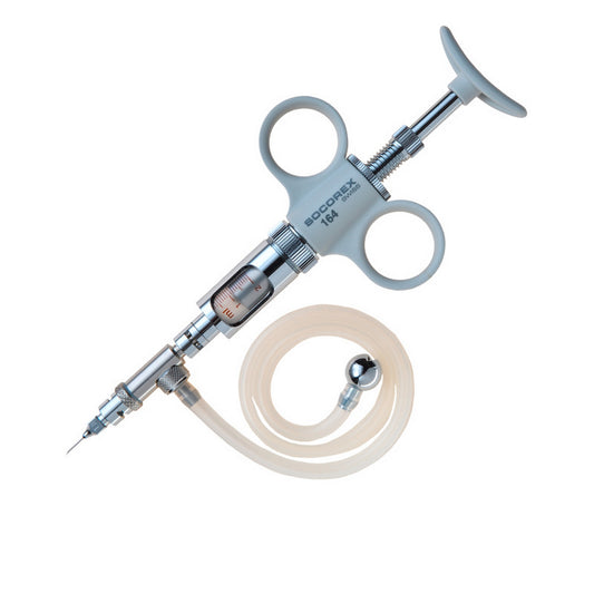 Dosys™ Premium164 Laboratory Self-Refilling Syringe, 0.5 - 5 mL, 2 Rings, Detachable Valve, Luer Lock, Autoclavable