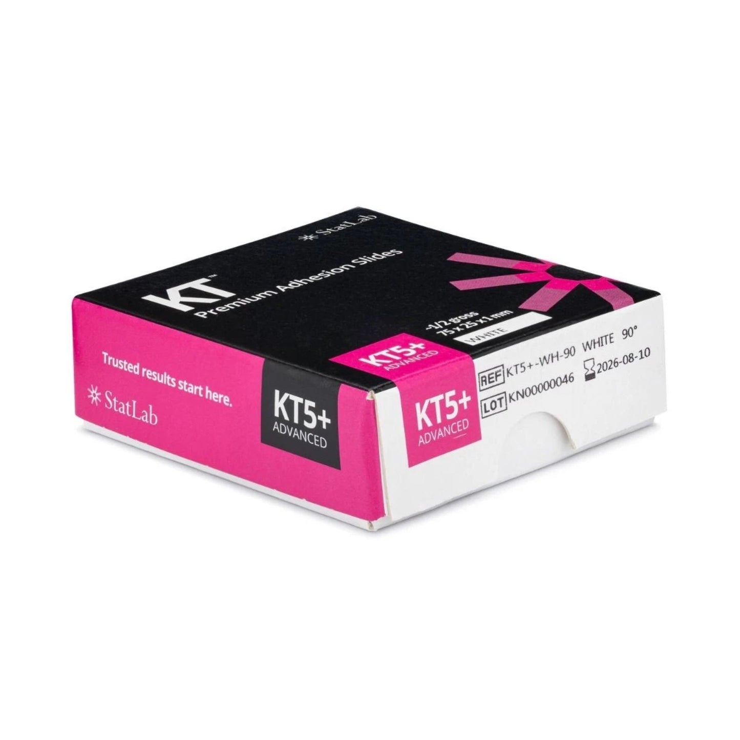 KT™ Slides KT5+ Adhesive Premium Slide, German Glass, Clipped Corners, White, 1440/cs