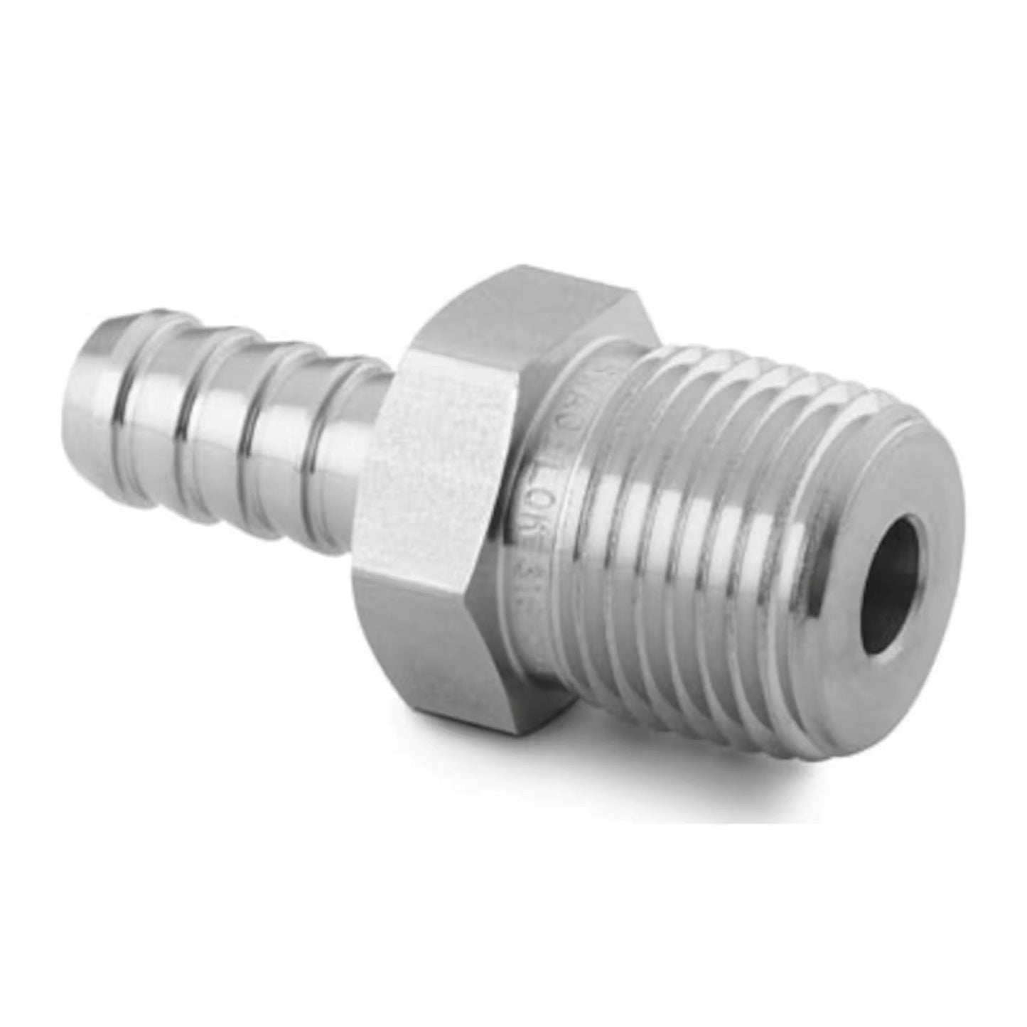 Stainless Steel Hose Connector, 1/8" Male NPT, 1/8" Hose ID