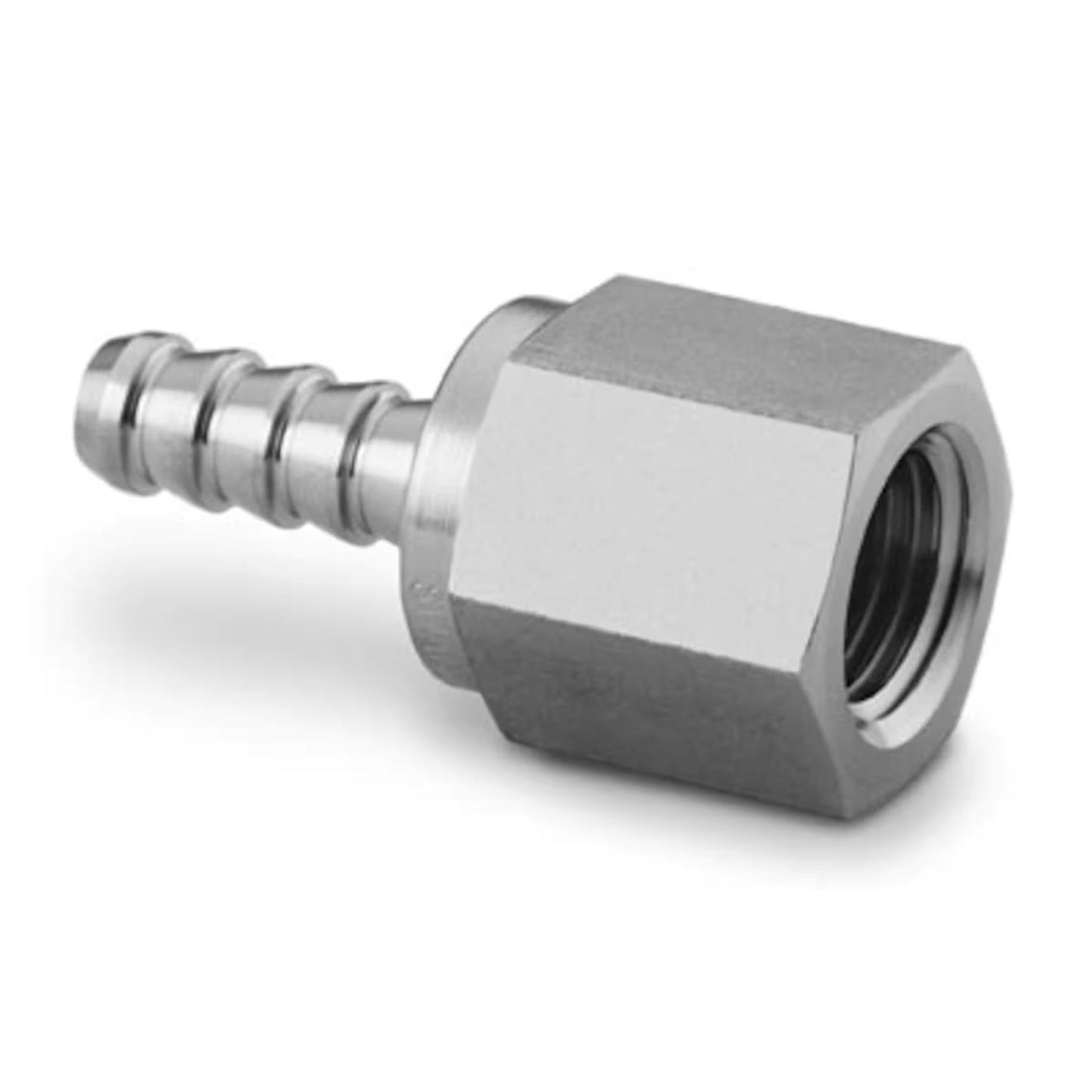 Stainless Steel Hose Connector, 1/8" Female NPT, 1/4" Hose ID
