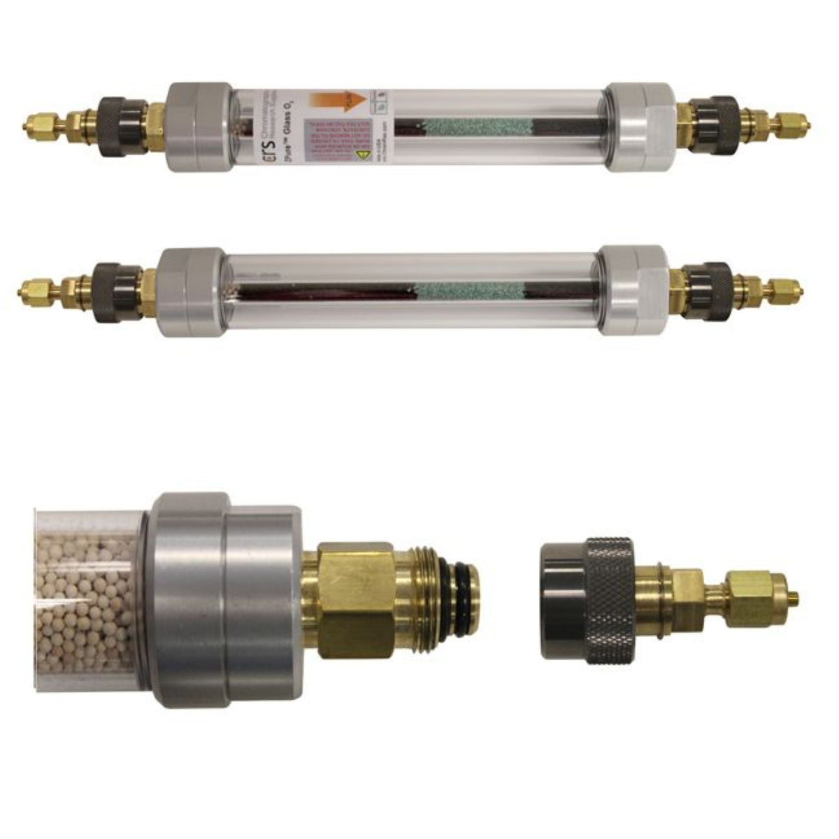 ZPure Glass O2 Filter, 1/8" Brass Quick Connect Fittings