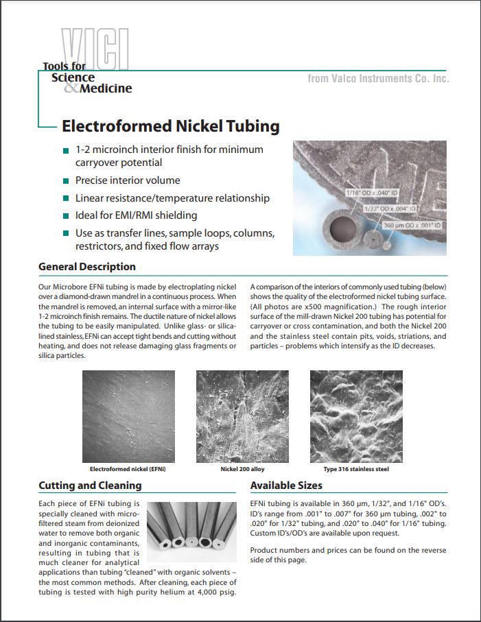 Electroformed Nickel Tubing