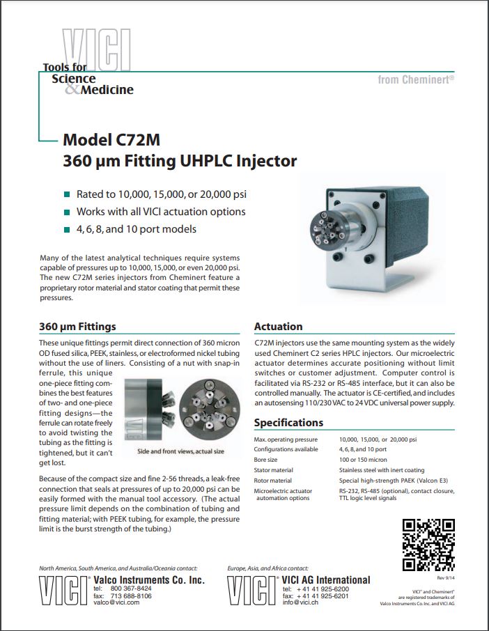 Model C72M 360um Fitting UHPLC Injector
