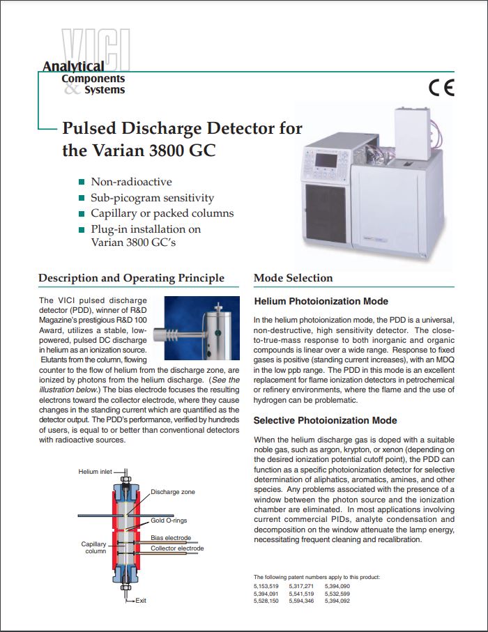 Pulsed Discharge Detector for the Varian 3800 GC