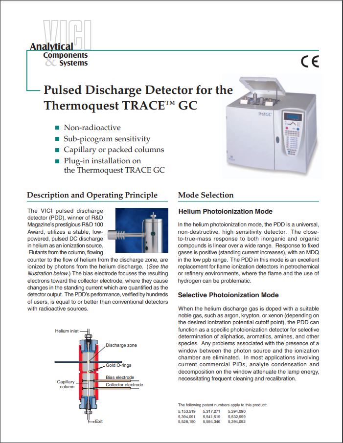 Pulsed Discharge Detector for ThermoQuest Trace GC