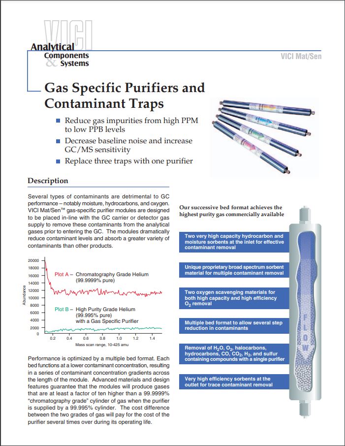 Gas Specific Purifiers and Contaminant Traps