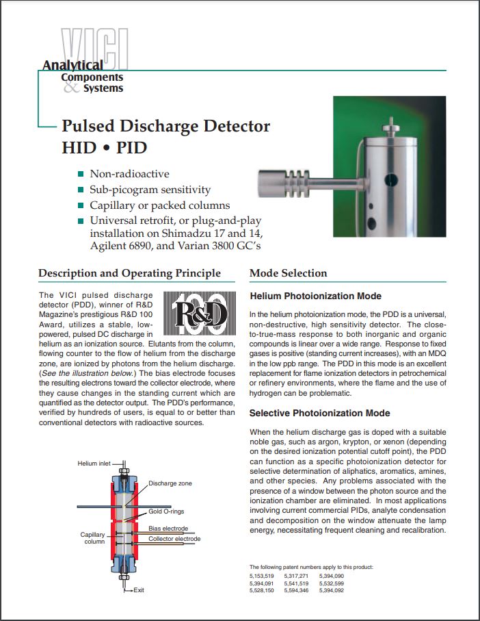 Pulsed Discharge Detector HID - PID