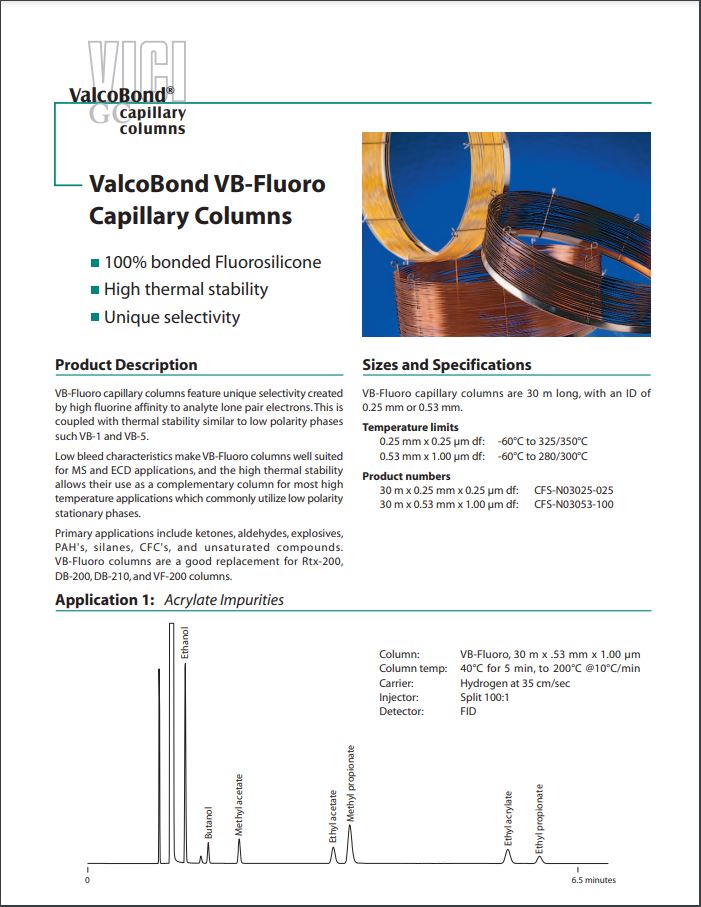Valcobond VB-Fluoro Capillary Columns