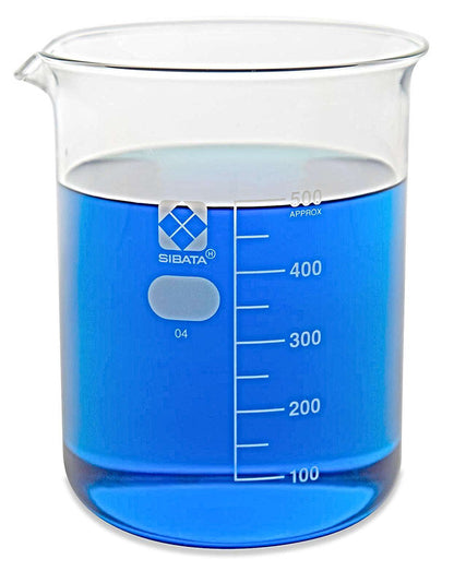 SIBATA Glass Beaker, 500 mL, 10/pk