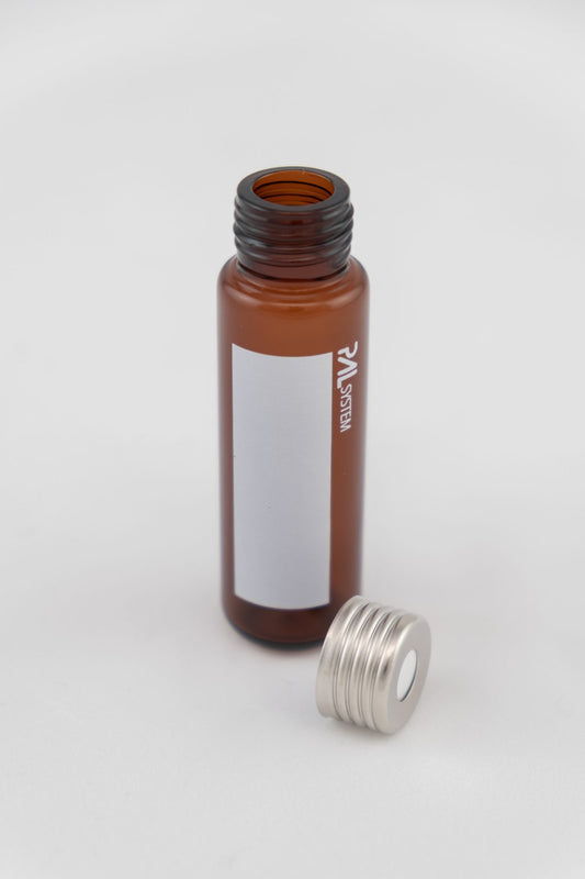 18 mm Magnetic Screw Cap, ND18, PTFE Metal Coating, Silicone/PTFE Septa 2.0mm, for PAL Autosampler, 100/pk