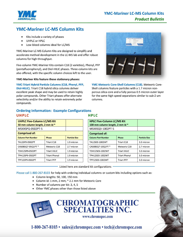 YMC-Mariner LC-MS Column Kits