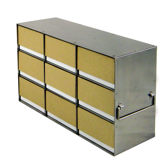 9-Place (3 Long x 3 High) Upright Freezer Rack For 3 In H Boxes, 16 5/8 In L x 5 1/2 In W x 9 5/8 In H, Stainless Steel
