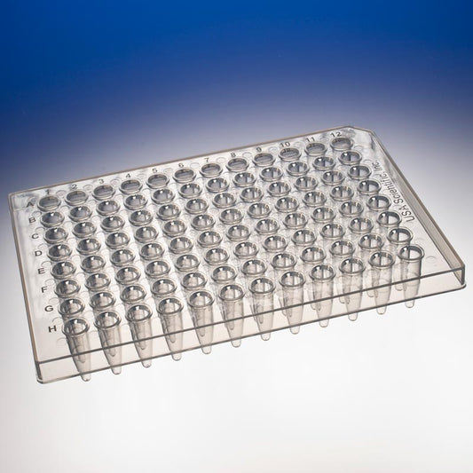 TempPlate® Semi-Skirted Polypropylene 0.2 mL 96-Well PCR Plate, Straight Skirt, Natural.  Two/Sleeve, 10/Box.